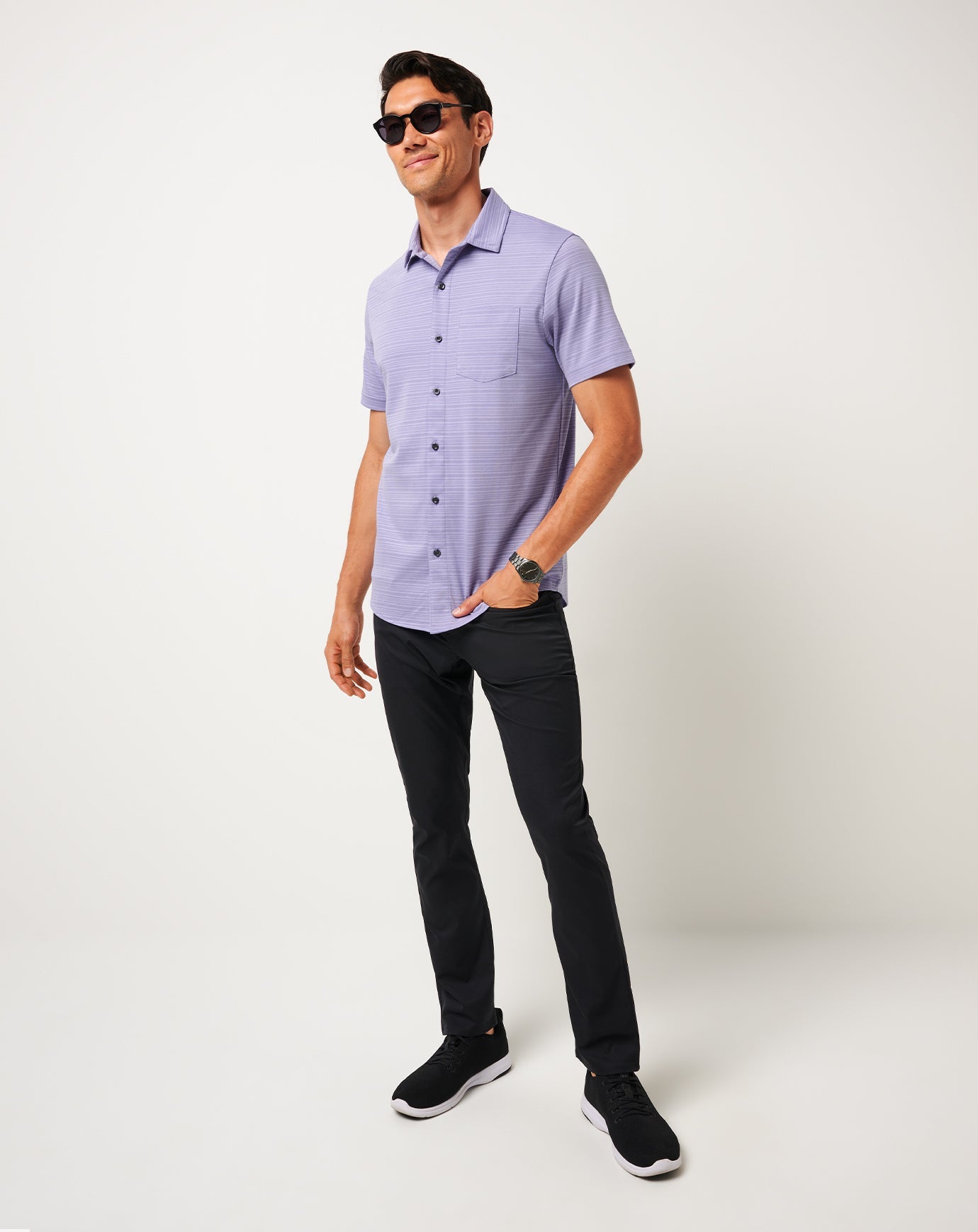 Knit Trip To The City Button-Up Men/Heather Violet Storm