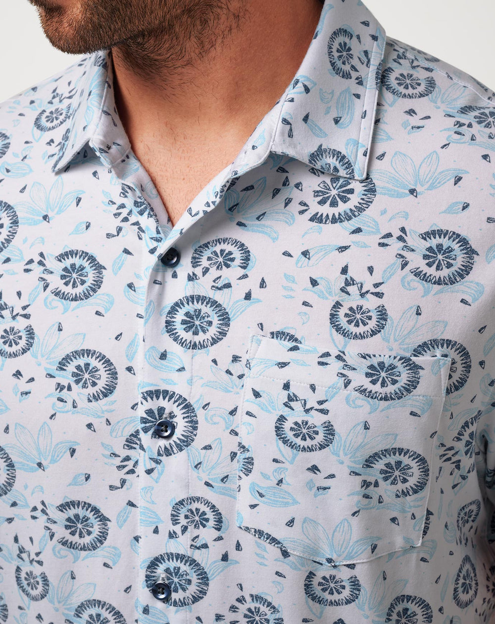 Knit Flourish Button-Up Men/White