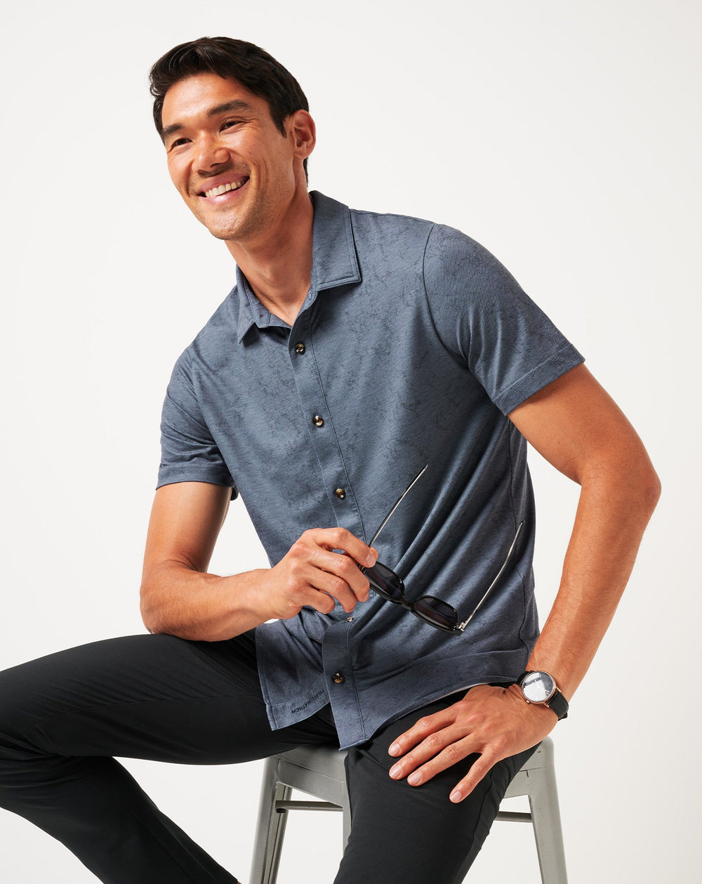 Knit Featherweight Tides Button-Up Men/Mood Indigo/Vintage Indigo
