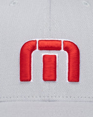 Red White Iconic Snapback Hat Men|Accessories/Heather Grey
