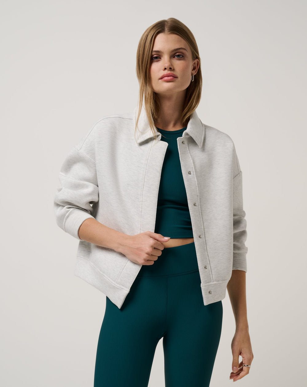 Cloudscape Button Down Women/Heather Light Grey
