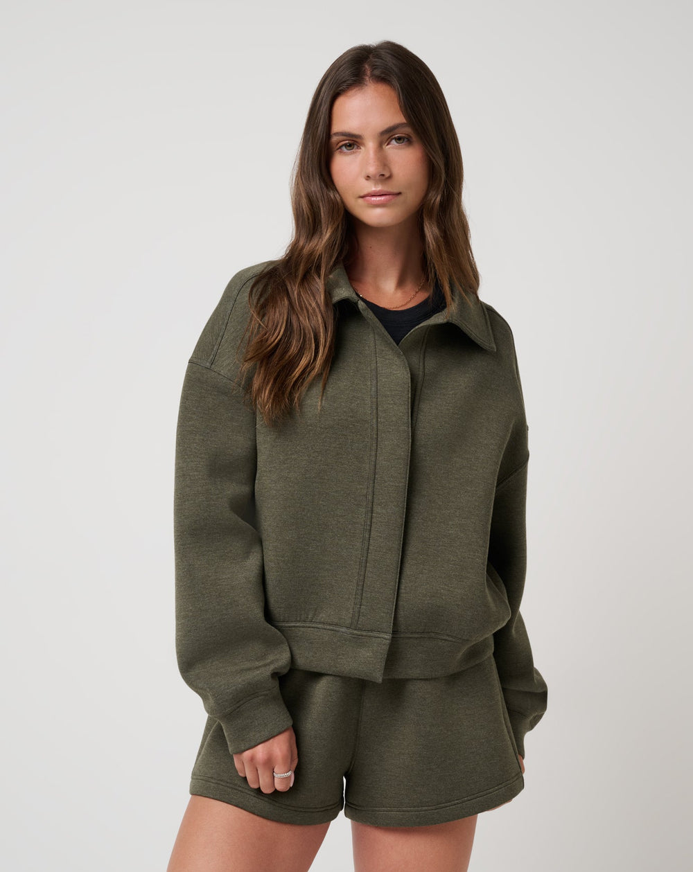 Cloudscape Button Down Women/Heather Grape Leaf
