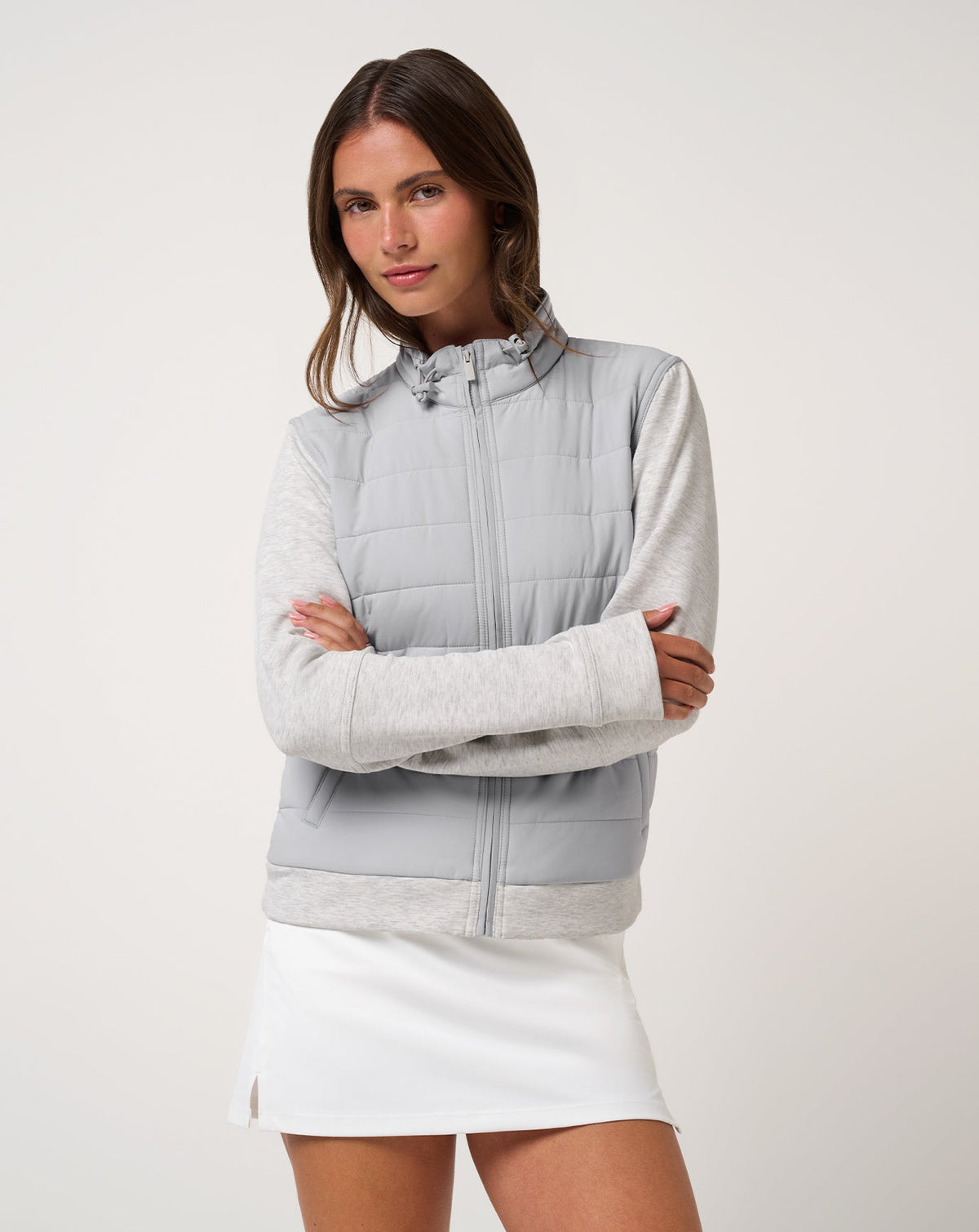 Skyloft Soft Espresso Martini Full Zip Women|Golf/Heather Light Grey