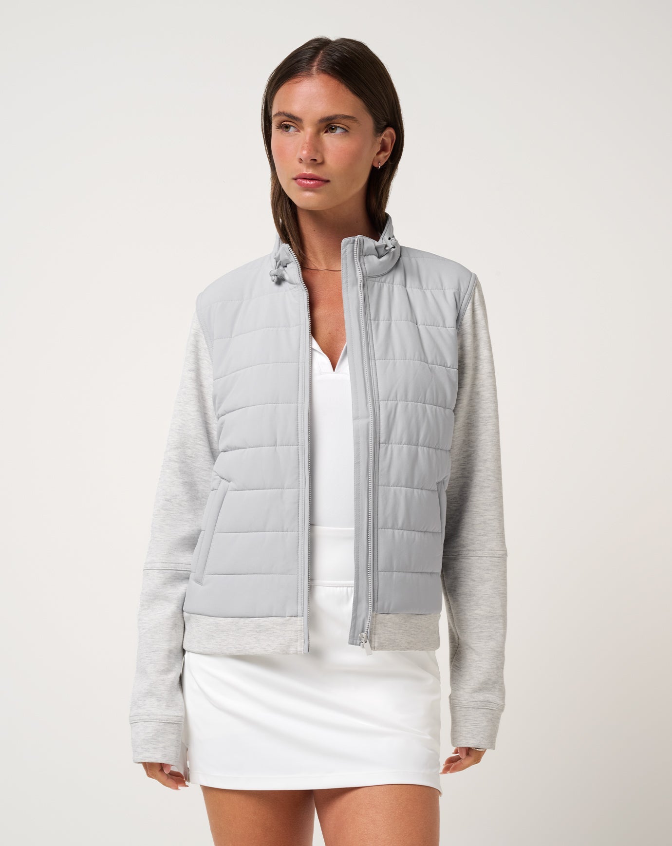 Skyloft Soft Espresso Martini Full Zip Women|Golf/Heather Light Grey