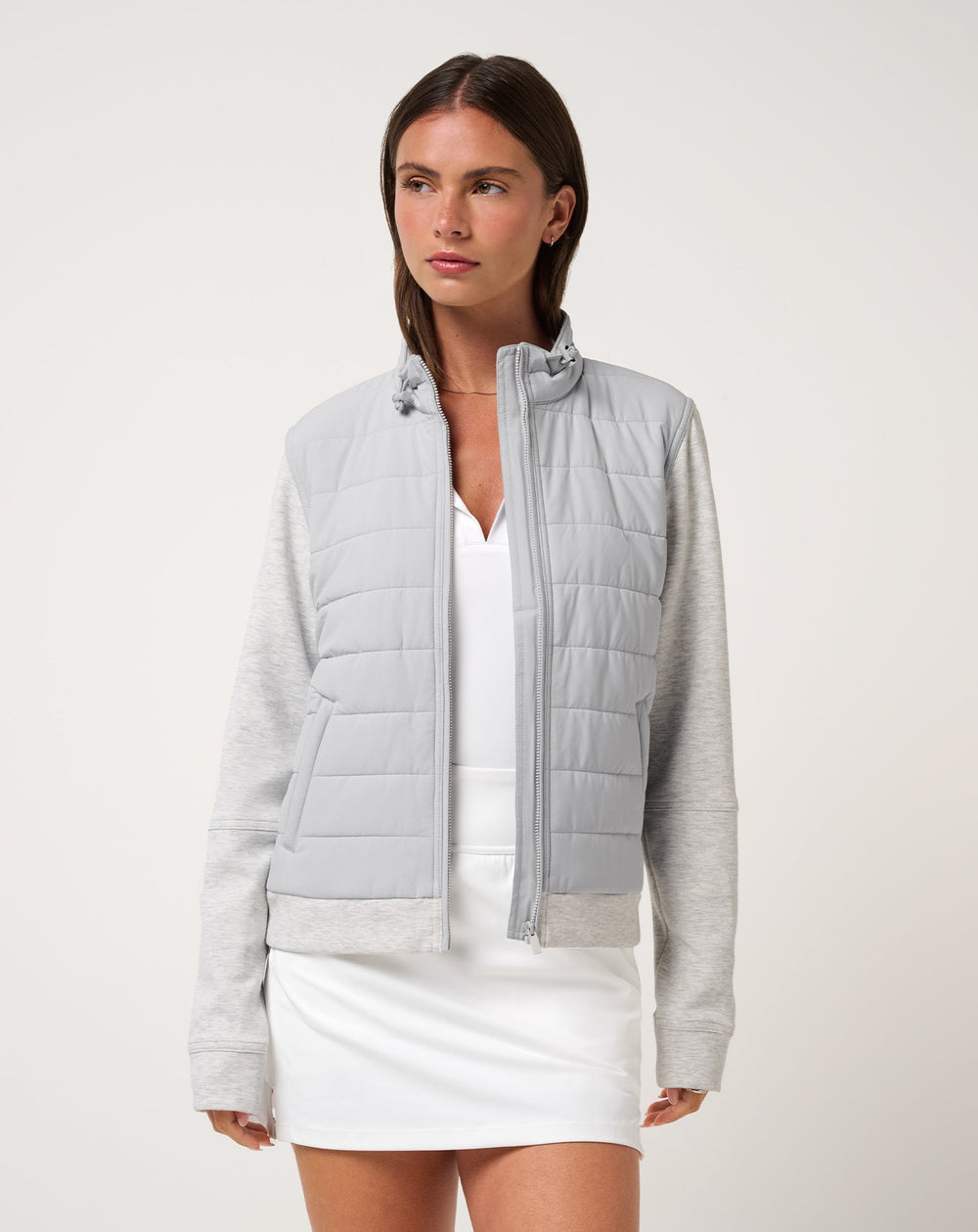 Skyloft Soft Espresso Martini Full Zip Women|Golf/Heather Light Grey
