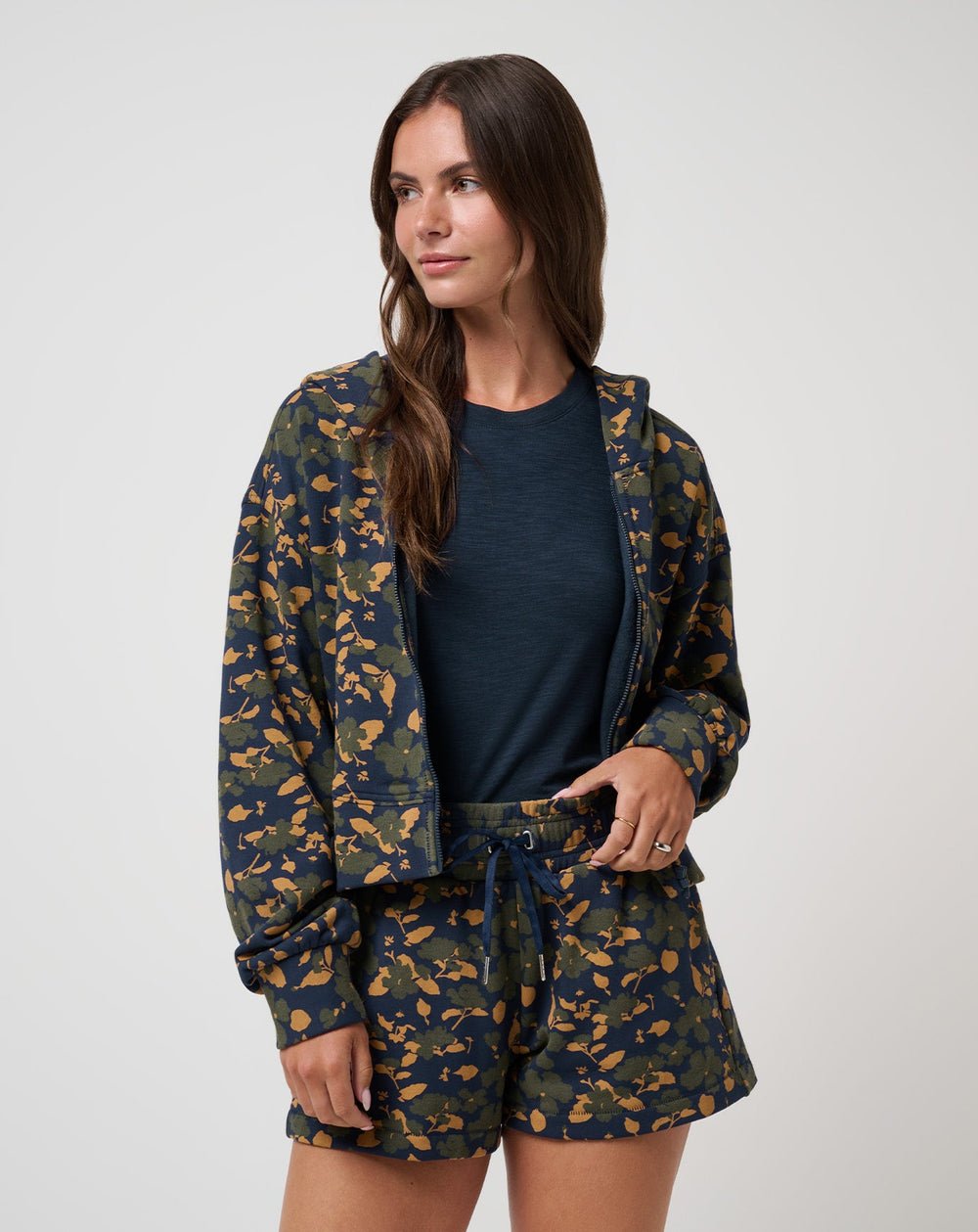 Cloud Fleece Printed Hoodie Women/Navy Blazer Floral Multi