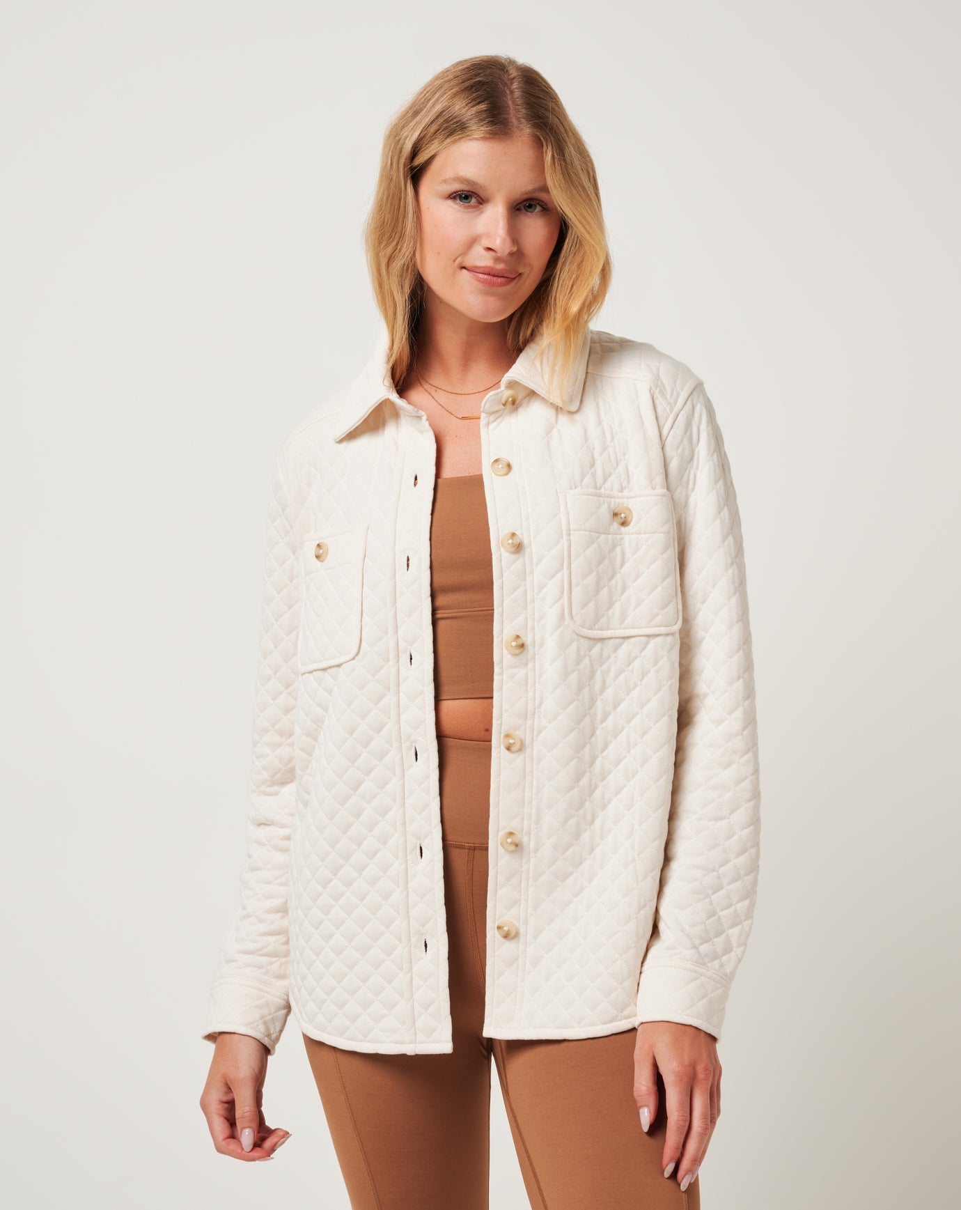 Diamond Quilted Shacket Women/Eggnog