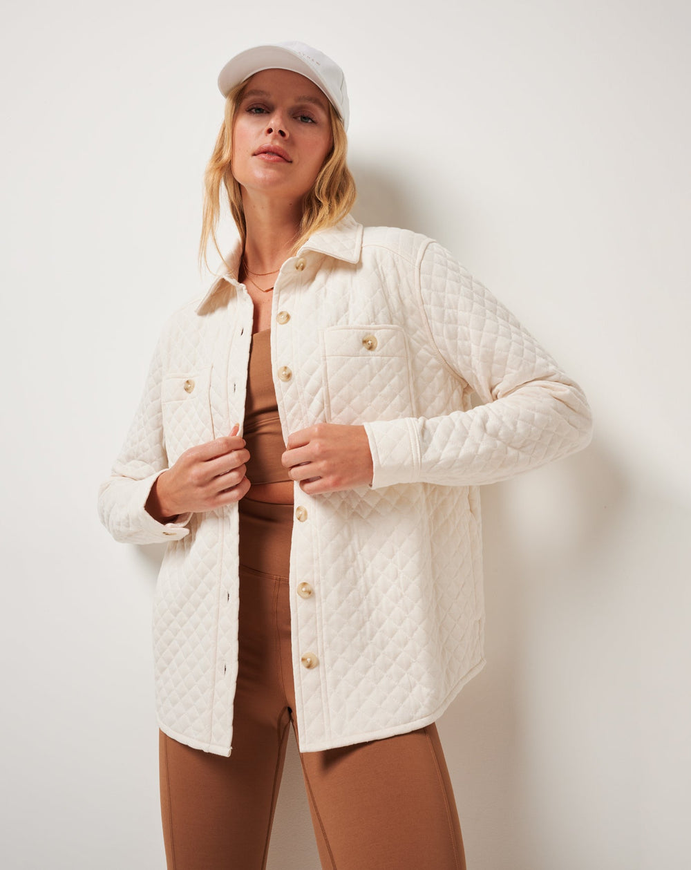 Diamond Quilted Shacket Women/Eggnog