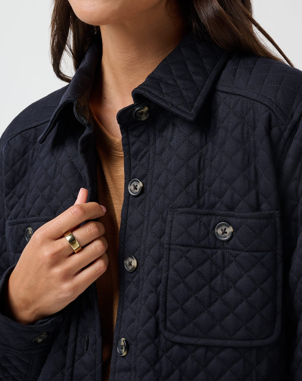 Diamond Quilted Shacket Women/Black