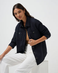 Diamond Quilted Shacket Women/Black