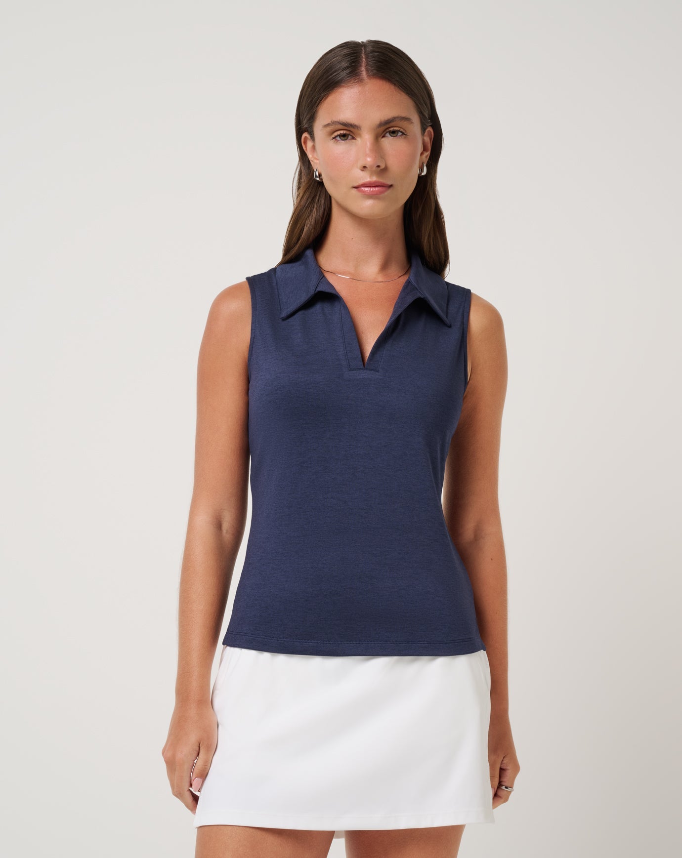 Skyloft Light Sleeveless Polo Women|Golf/Heather Navy Blazer