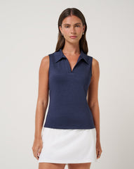 Skyloft Light Sleeveless Polo Women|Golf/Heather Navy Blazer