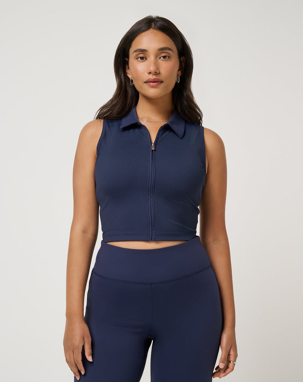 Moveknit Rib Zip Polo Women|Golf/Navy Blazer