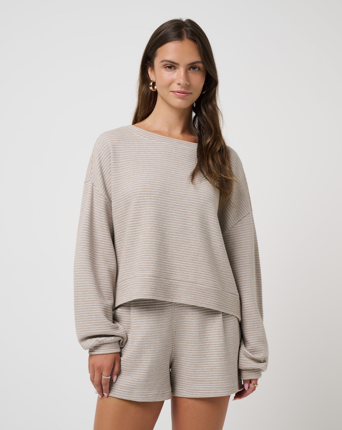 Coastal Rib Yacht Me Pullover Women/Heather Island Fossil