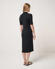 Cloud Rib Polo Midi Dress Women/Black