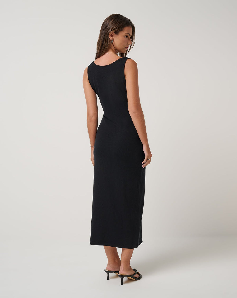 Cloud Rib Button Tank Dress Women/Black