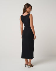 Cloud Rib Button Tank Dress Women/Black