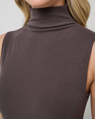 Cloud Rib Mock Neck Dress Women/Coffee Grounds