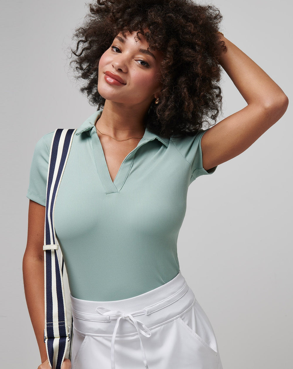 Moveknit Vneck Polo Golf/Jade