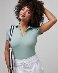Moveknit Vneck Polo Golf/Jade