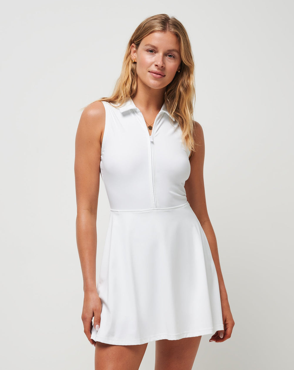 Moveknit Sleeveless Polo Dress Golf/White