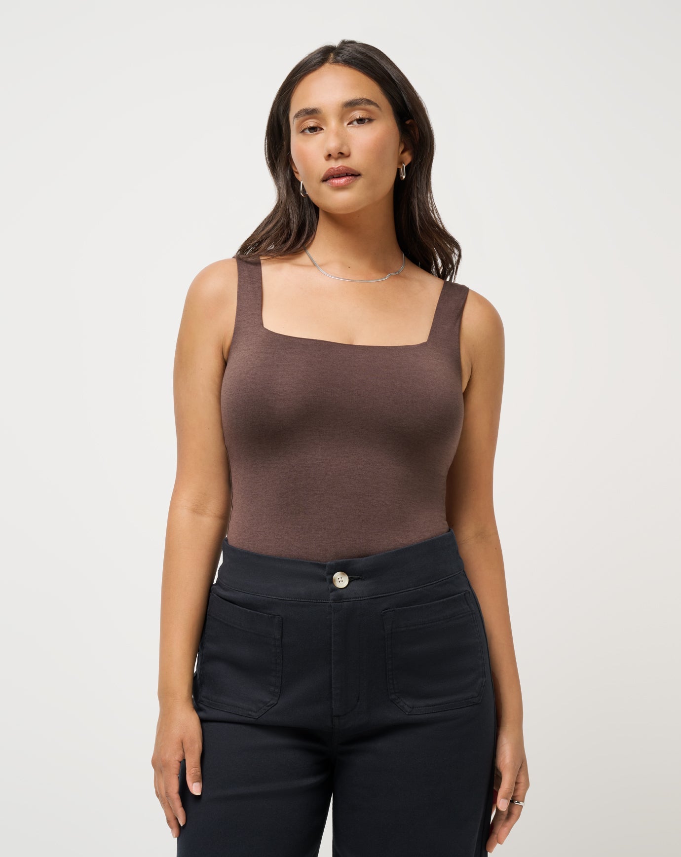 Skyline Tank Bodysuit Golf/Heather Coffee Grounds