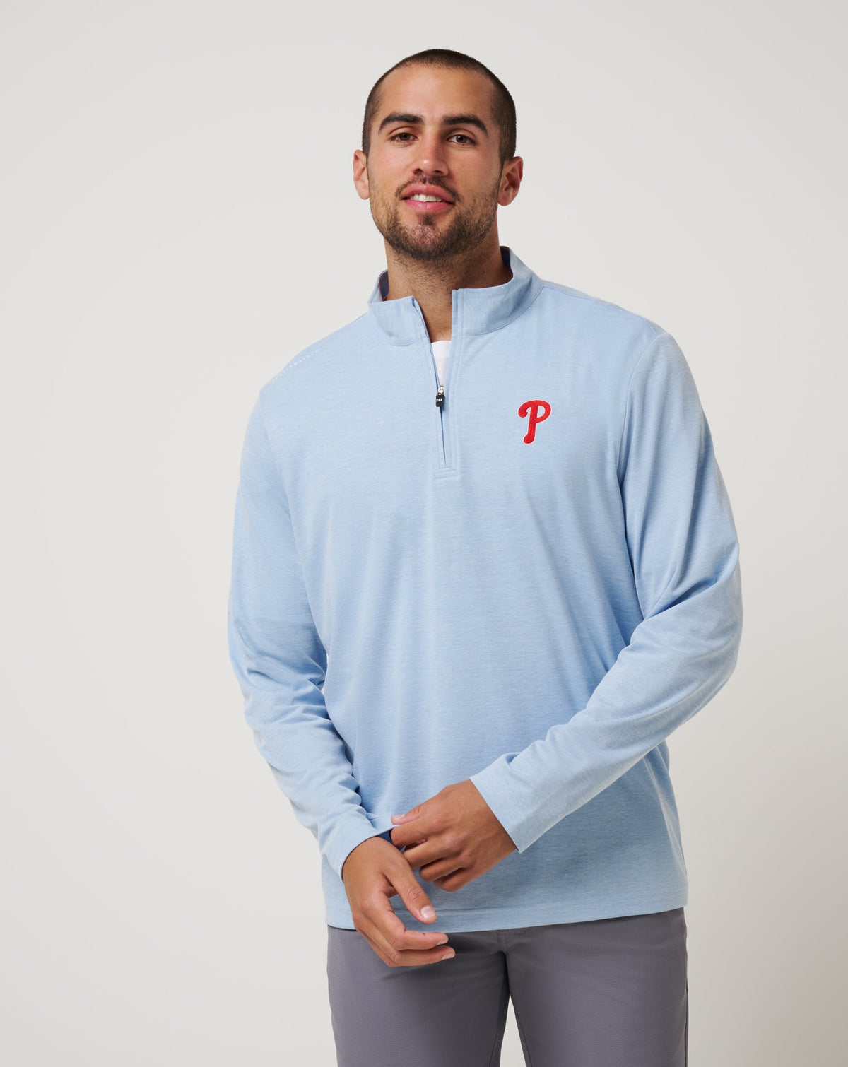 Philadelphia Phillies Time To Tailgate Quarter Zip Game Day|New/Heather Blue