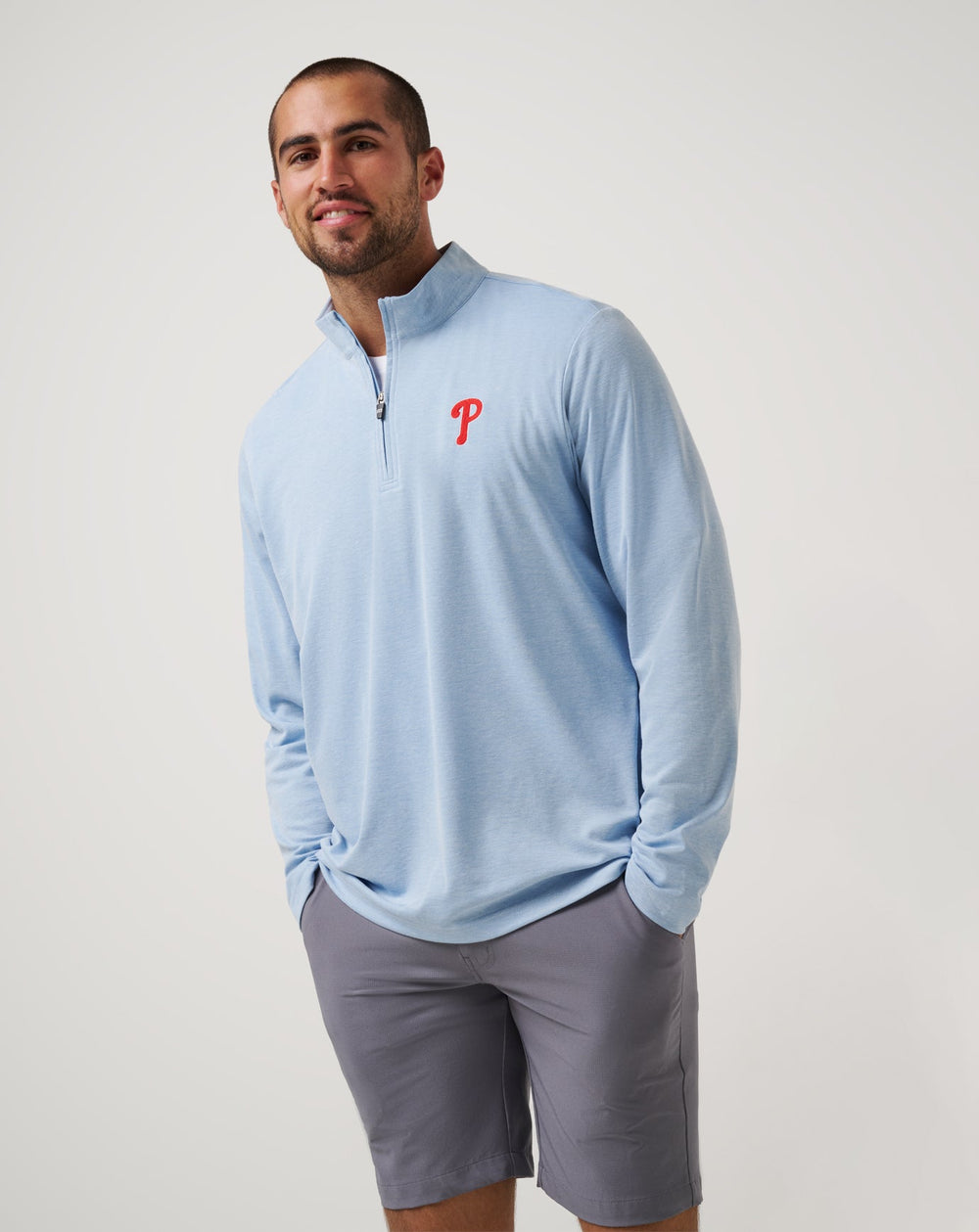 Philadelphia Phillies Time To Tailgate Quarter Zip Game Day|New/Heather Blue