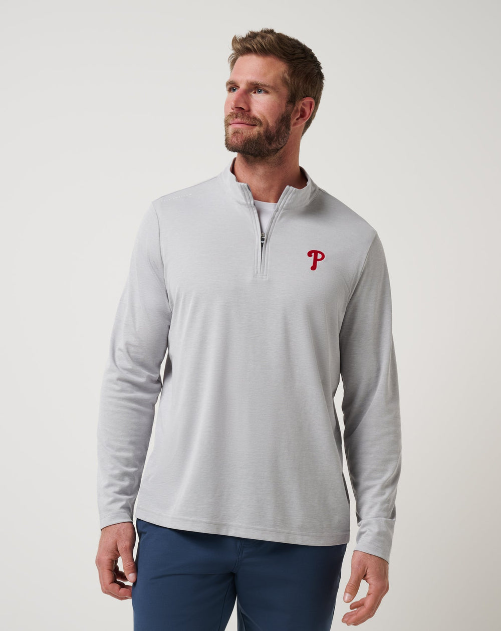 Philadelphia Phillies Time To Tailgate Quarter Zip Game Day|New/Heather Grey
