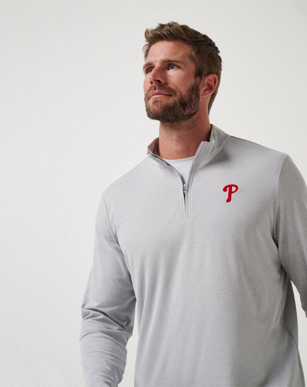 Philadelphia Phillies Time To Tailgate Quarter Zip Game Day|New/Heather Grey