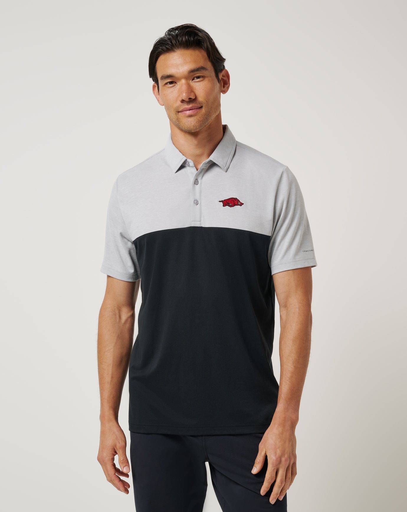 Arkansas Drop Back Polo Game Day|New/Heather Grey/Black