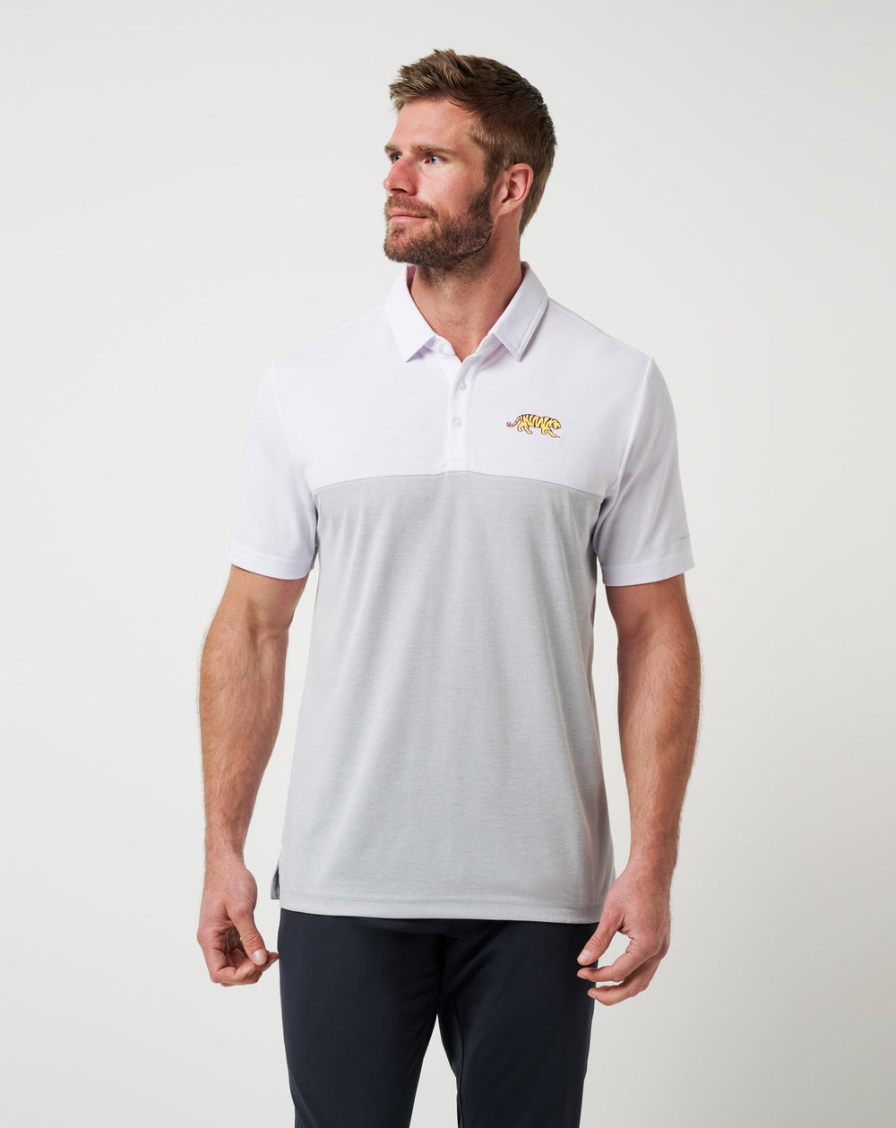 LSU Drop Back Polo Game Day|New/White/Heather Grey