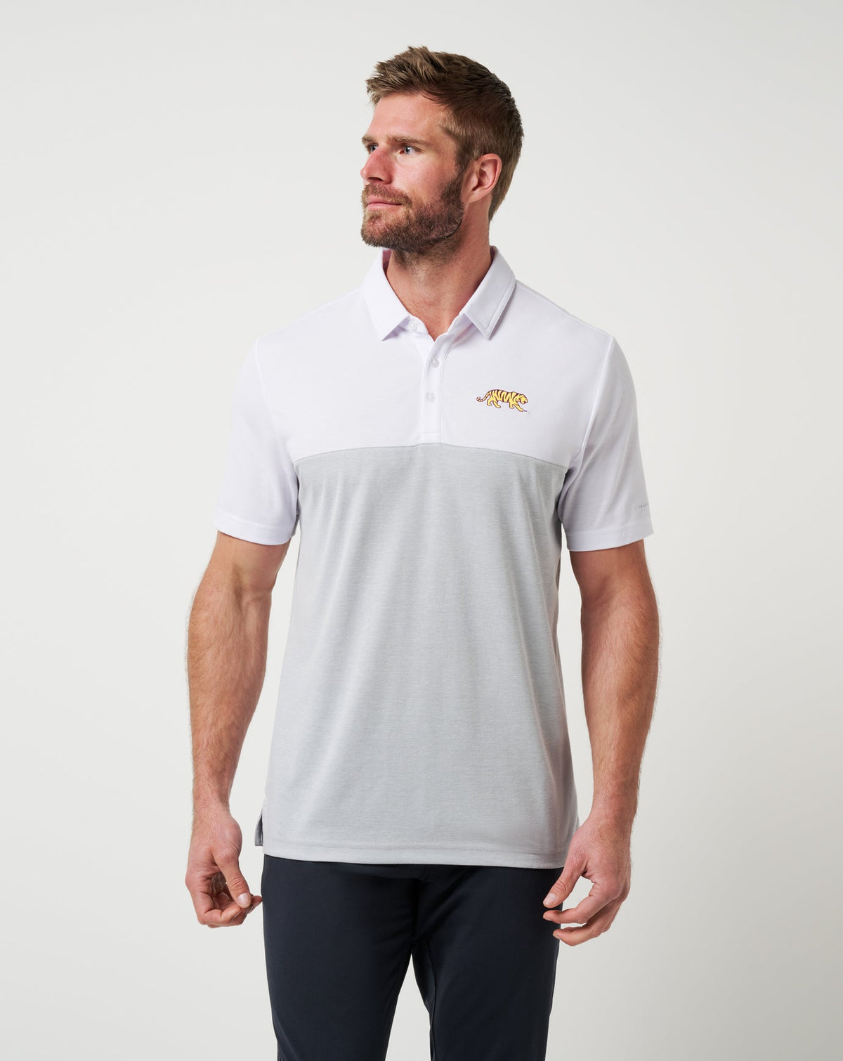 LSU Drop Back Polo Game Day|New/White/Heather Grey