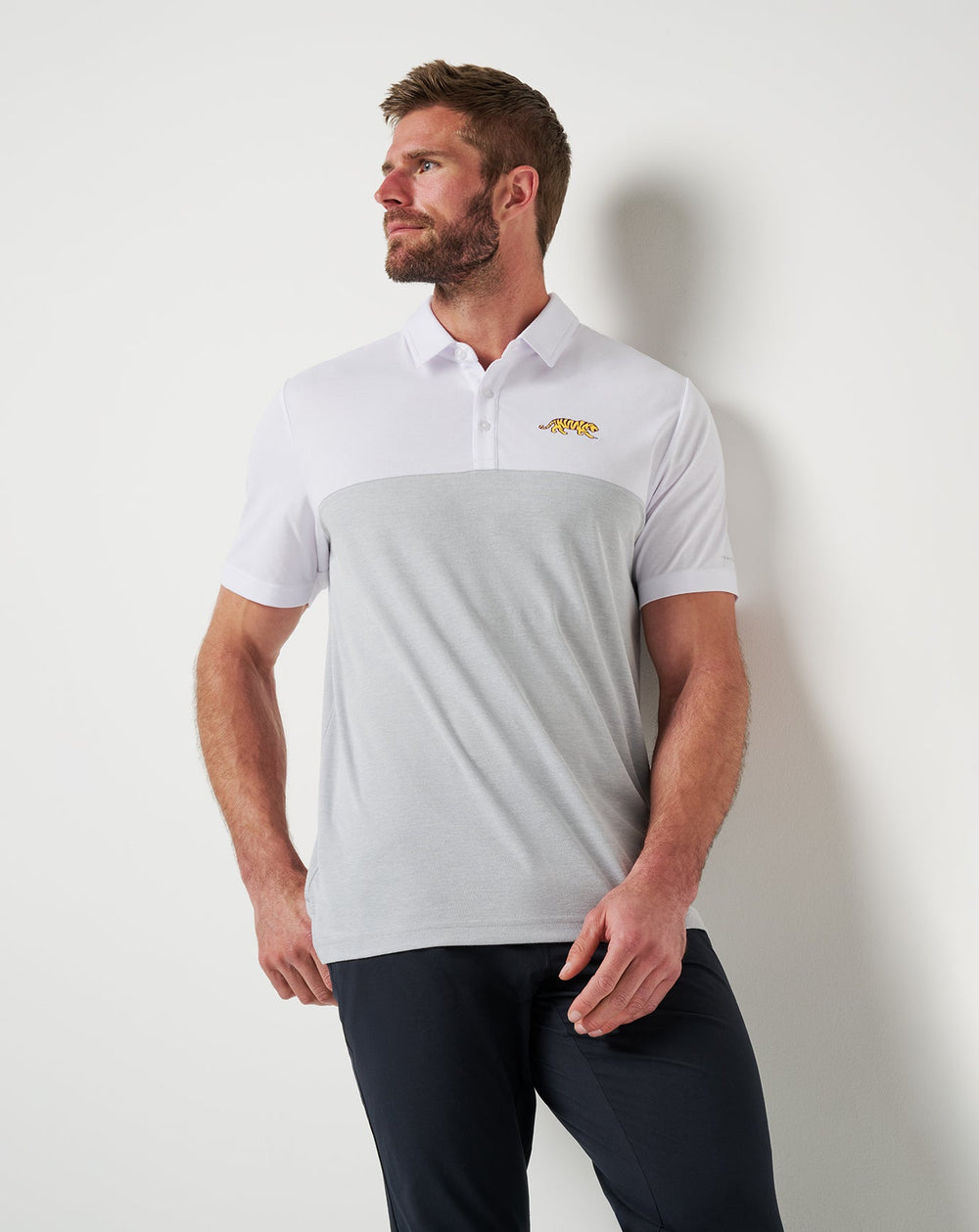 LSU Drop Back Polo Game Day|New/White/Heather Grey