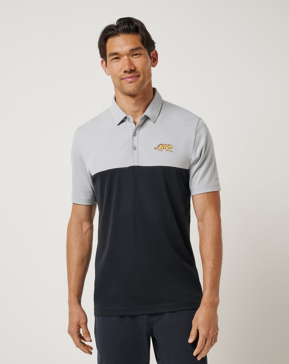 LSU Drop Back Polo Game Day|New/Heather Grey/Black