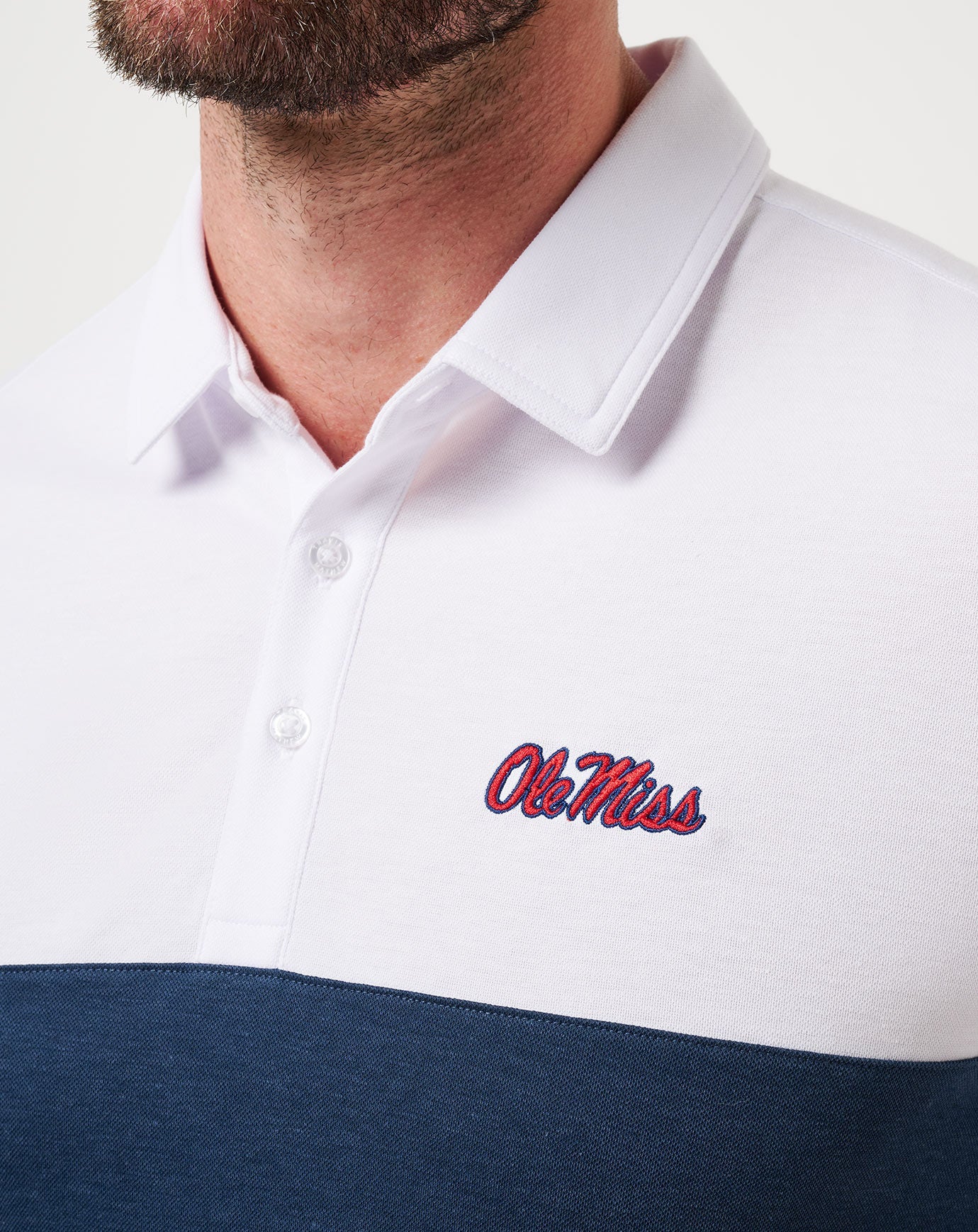 Mississippi Drop Back Polo Game Day|New/White/Navy