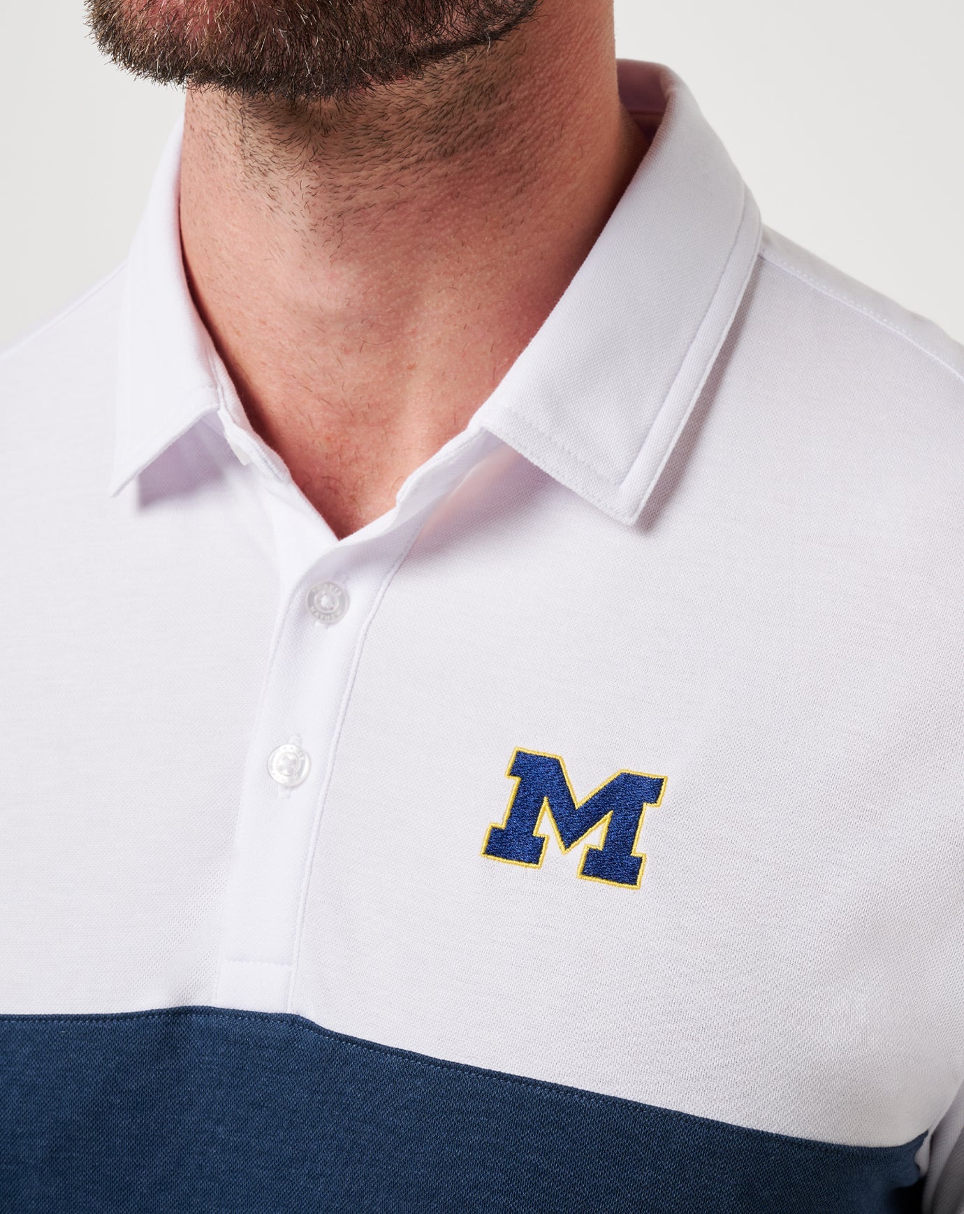 Michigan Drop Back Polo Game Day|New/White/Navy