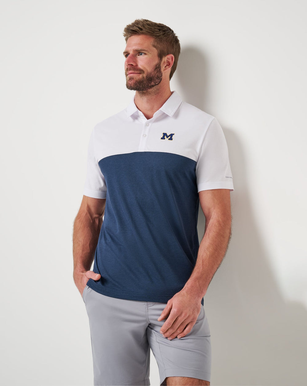 Michigan Drop Back Polo Game Day|New/White/Navy