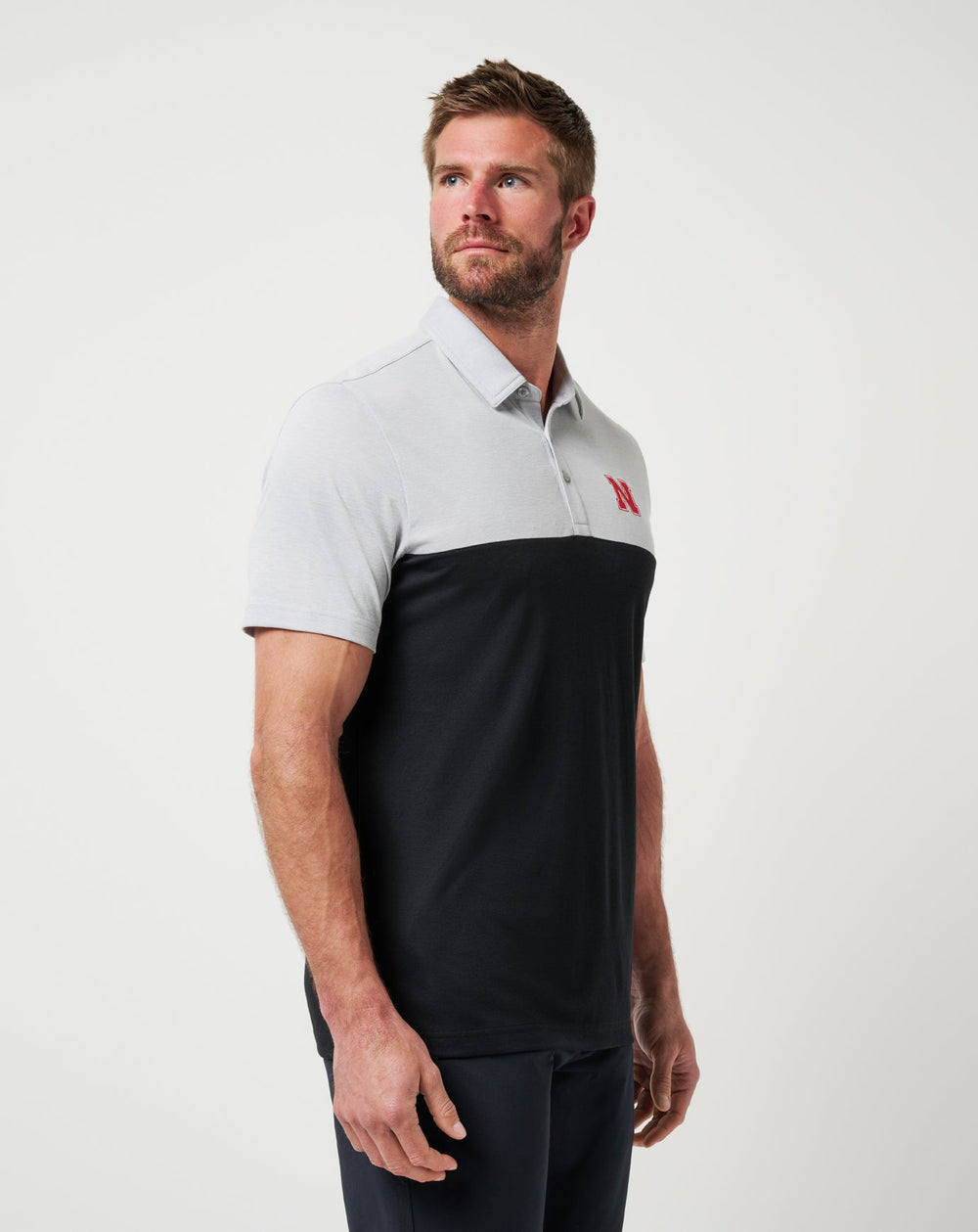 Nebraska Drop Back Polo Game Day|New/Heather Grey/Black