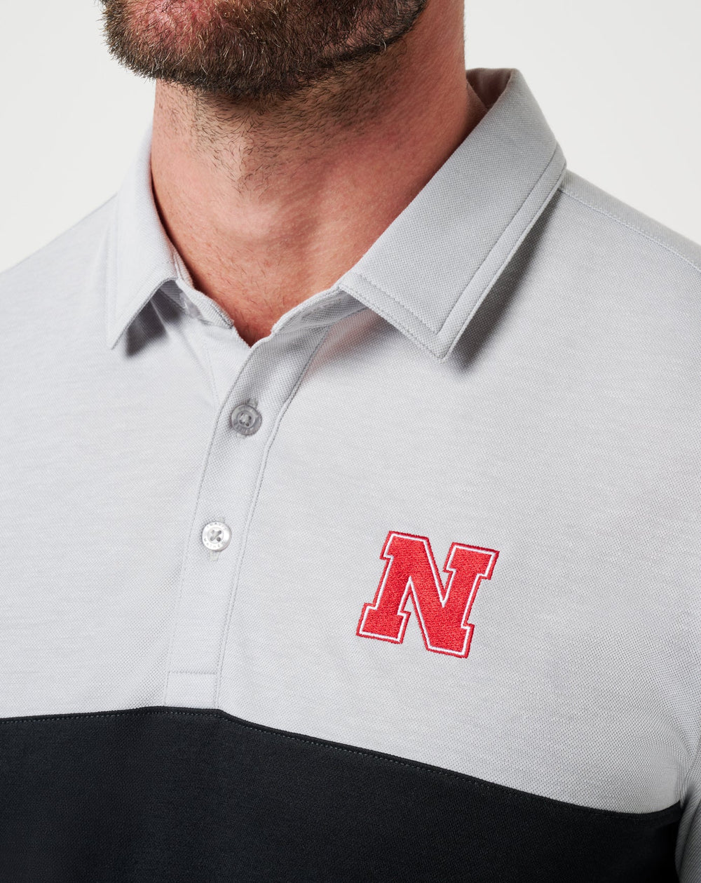 Nebraska Drop Back Polo Game Day|New/Heather Grey/Black