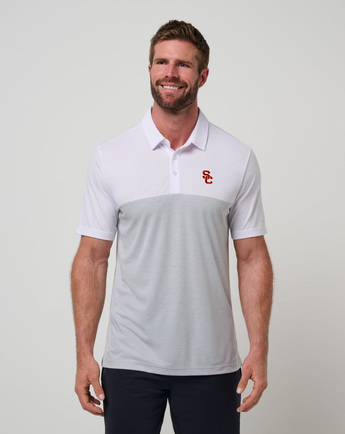 USC Drop Back Polo Game Day|New/White/Heather Grey
