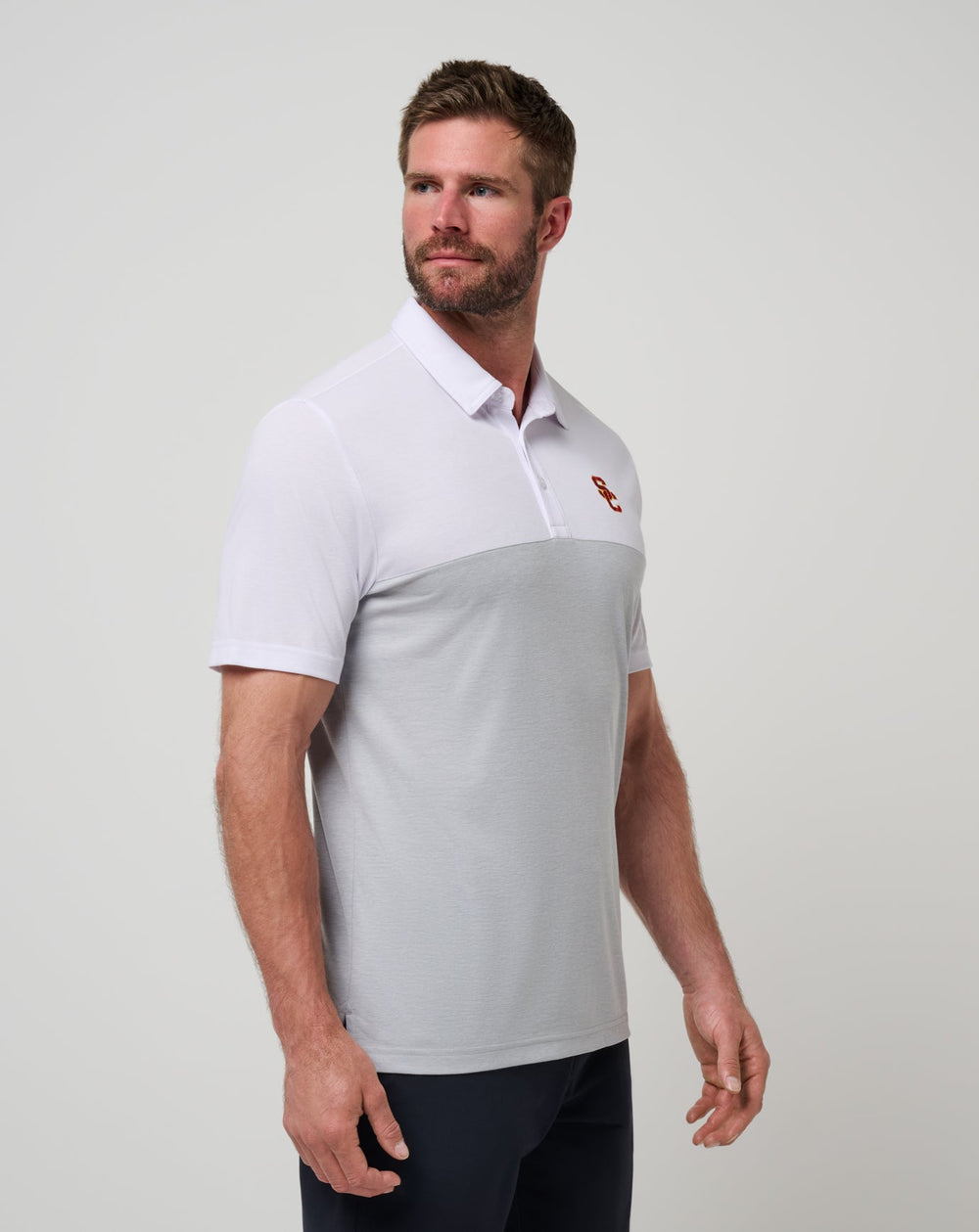 USC Drop Back Polo Game Day|New/White/Heather Grey