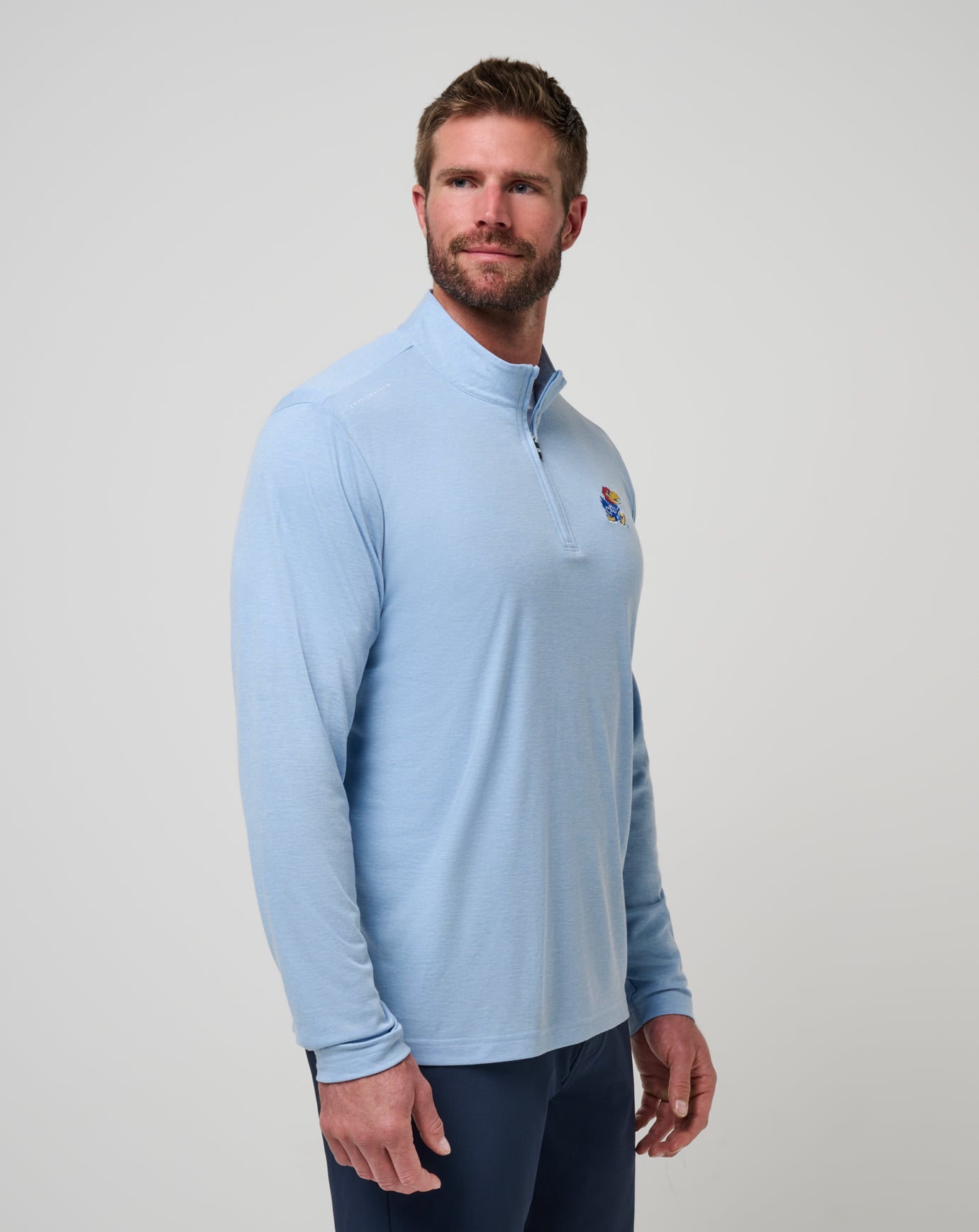Kansas Time To Tailgate Quarter Zip Game Day|New/Heather Blue