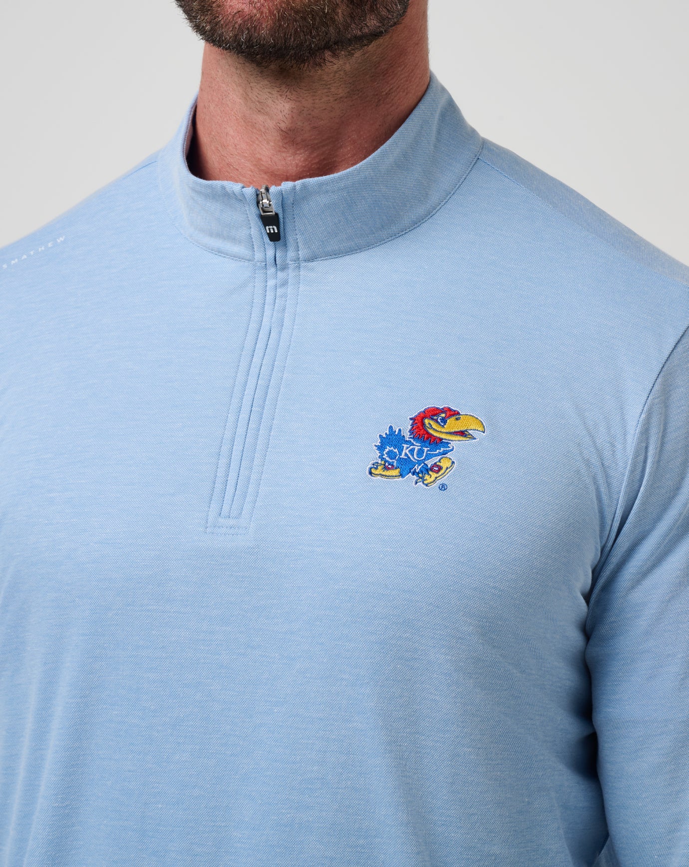 Kansas Time To Tailgate Quarter Zip Game Day|New/Heather Blue