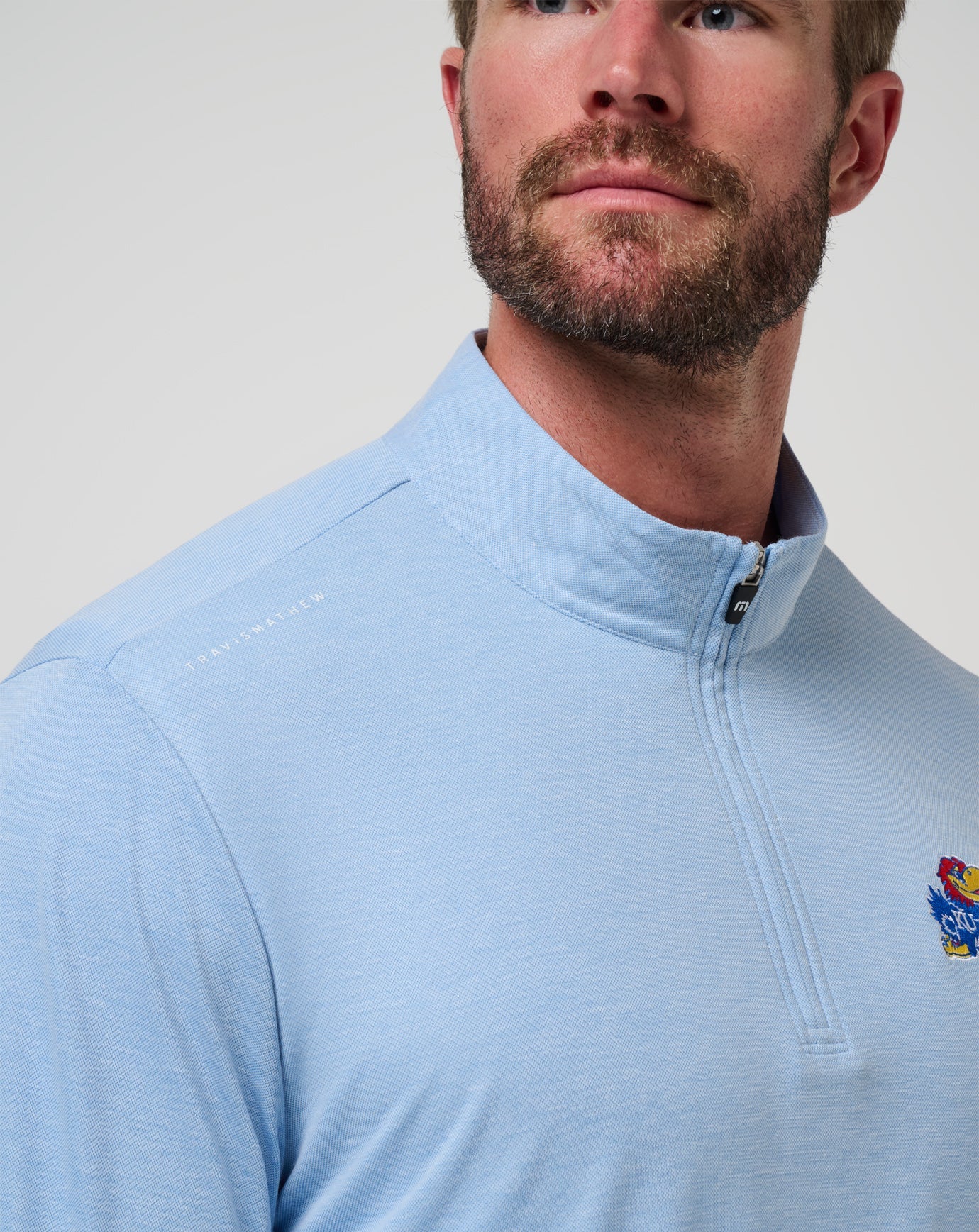 Kansas Time To Tailgate Quarter Zip Game Day|New/Heather Blue