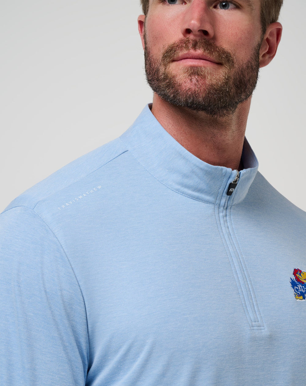 Kansas Time To Tailgate Quarter Zip Game Day|New/Heather Blue