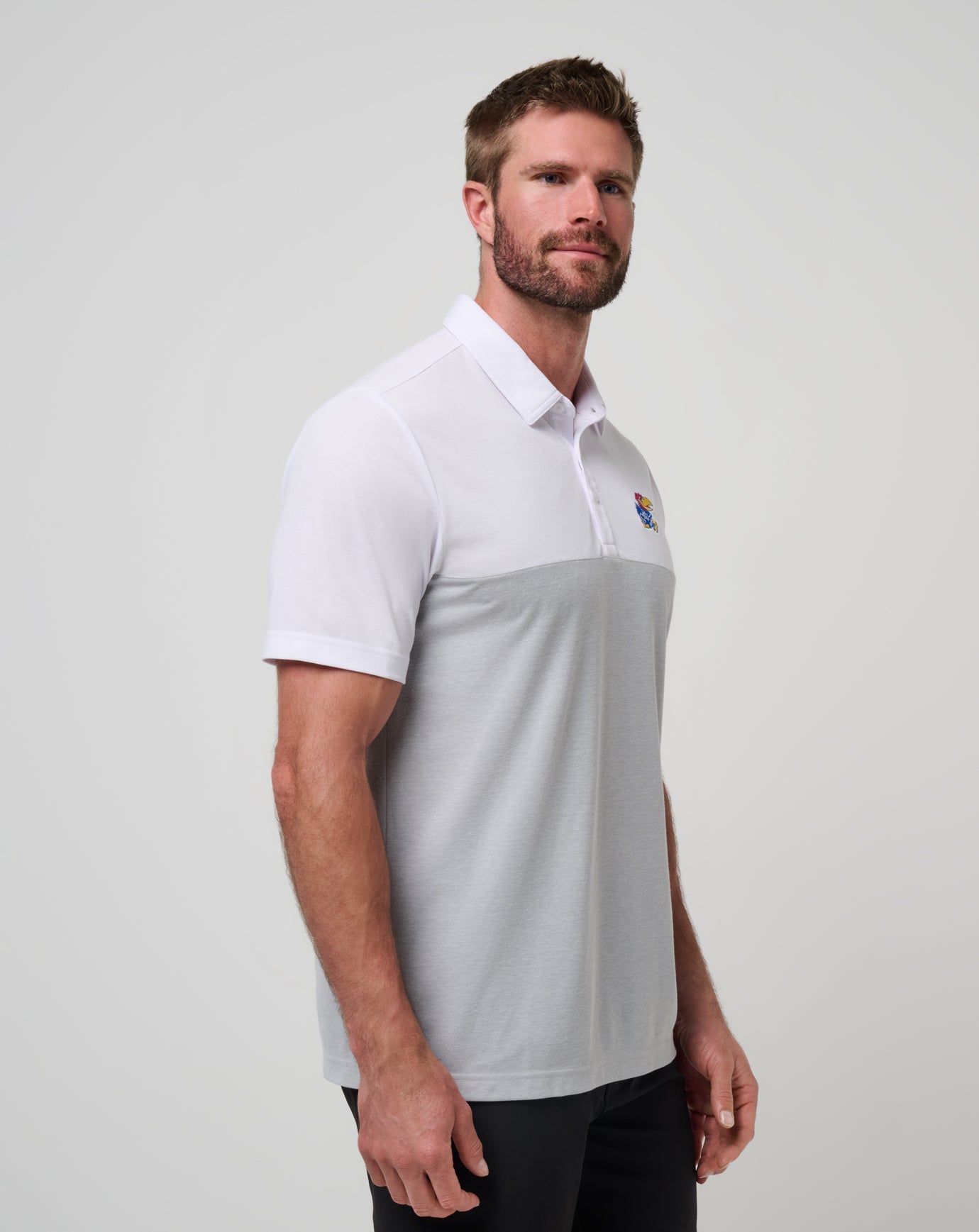 Kansas Drop Back Polo Game Day|New/White/Heather Grey