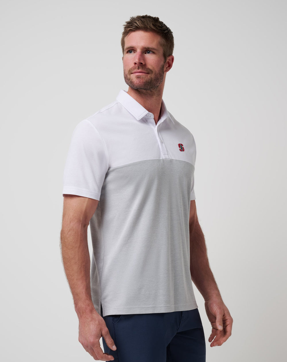 Stanford Drop Back Polo Game Day|New/White/Heather Grey