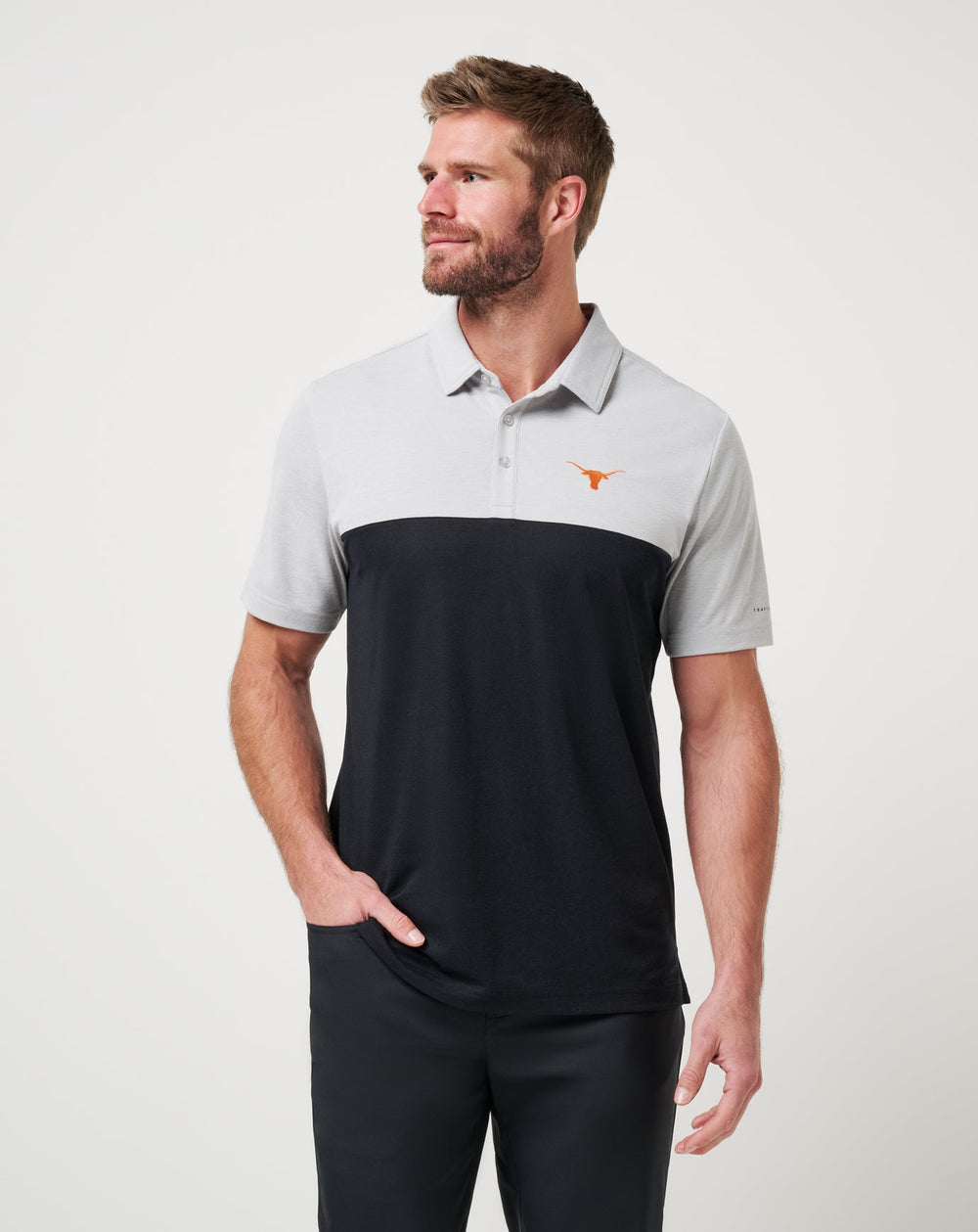 UT Austin Drop Back Polo New/Heather Grey/Black