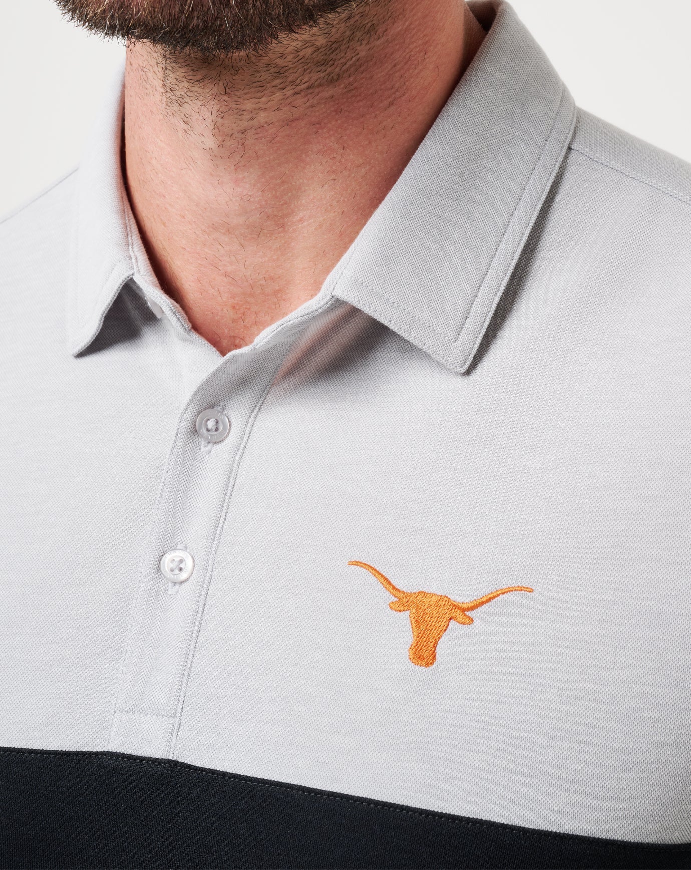 UT Austin Drop Back Polo New/Heather Grey/Black